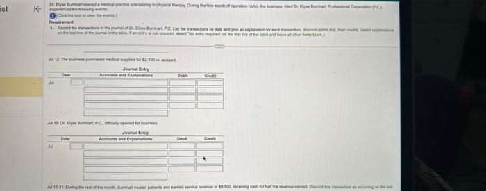 Professional Coronition (PCL experienced the towing events Requirement 1. Record the transactions