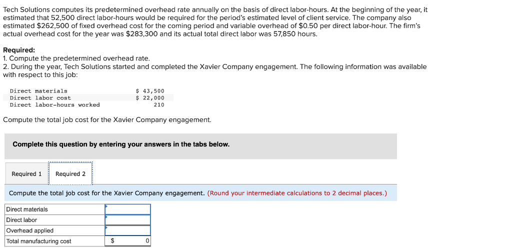 direct labor-hours. At the beginning of the year, it estimated that 52,500