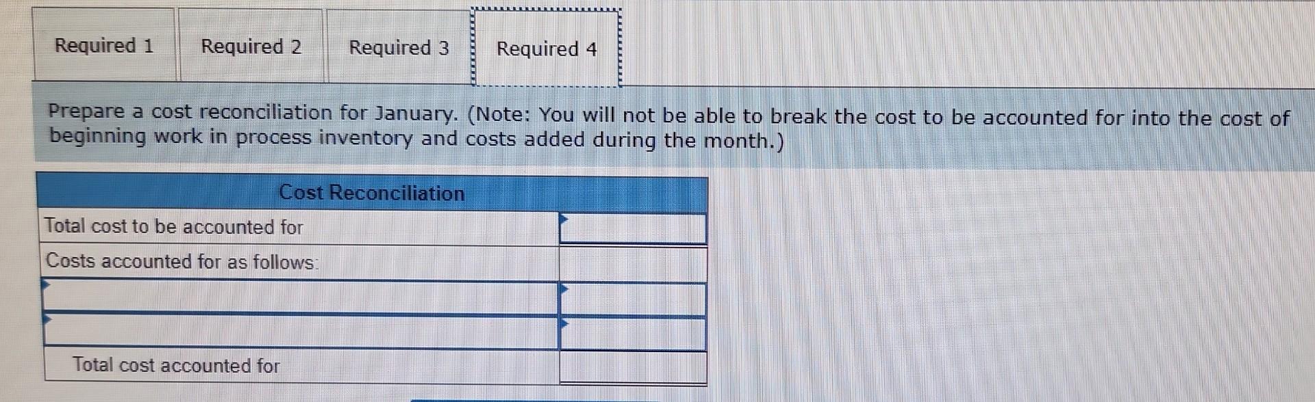 in process inventory and the costs added during January amounted to $683,810