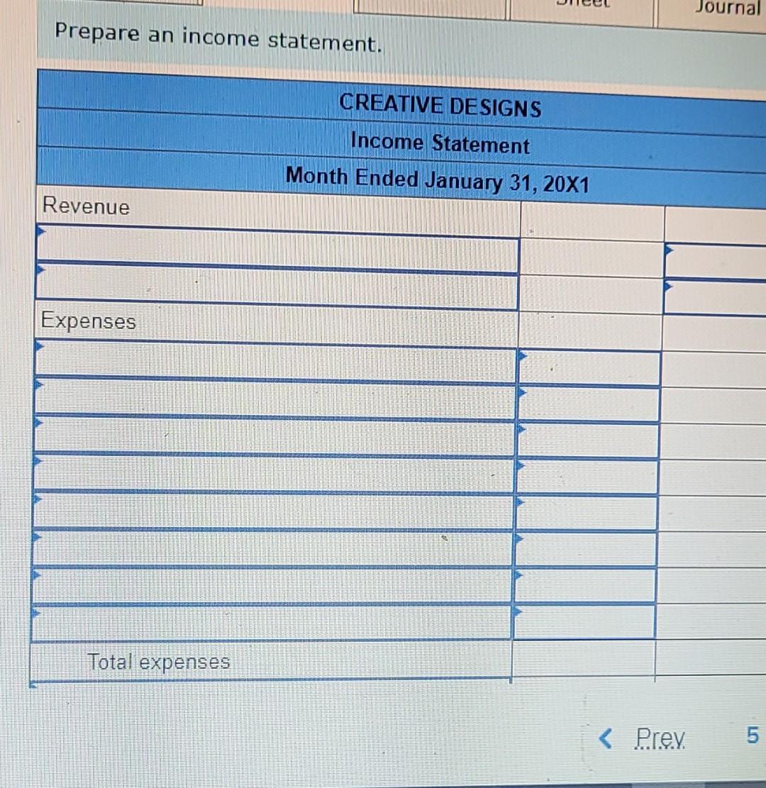 Required: 1. Complete the worksheet for the month. 2. Prepare an income