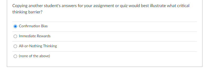 Copying another student's answers for your assignment or quiz would best illustrate