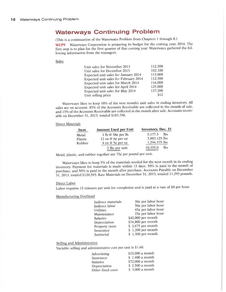 10 Waterways Continuing Problem Waterways Continuing Problem (This is a continuation of