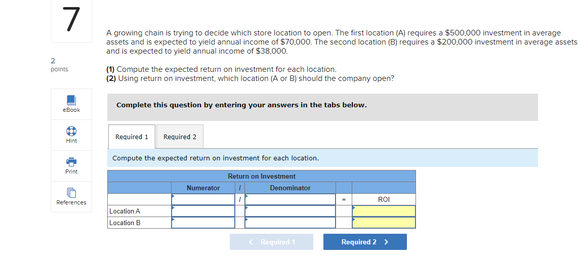 2 7 points eBook A growing chain is trying to decide which