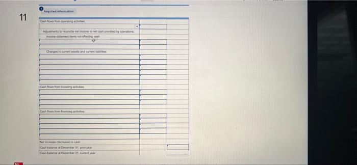 income statement, comparative balance sheets, and additional information follow. For the year,