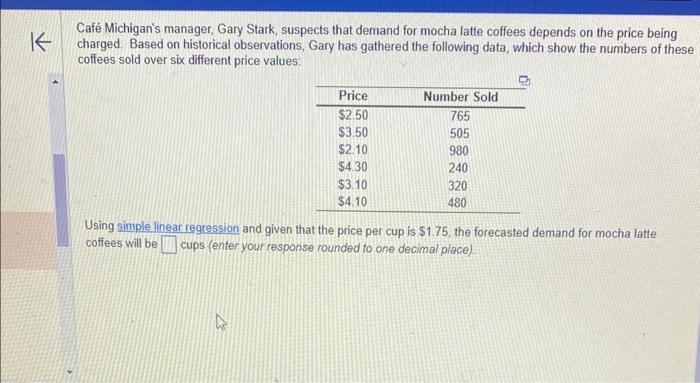 K Caf Michigan's manager, Gary Stark, suspects that demand for mocha latte