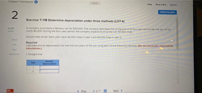 Chapter 7 Homework 2 Seve Help Save & Exit Submit Check my