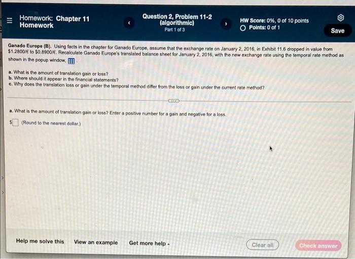 Homework: Chapter 11 Homework Question 2, Problem 11-2 (algorithmic) Part 1 of