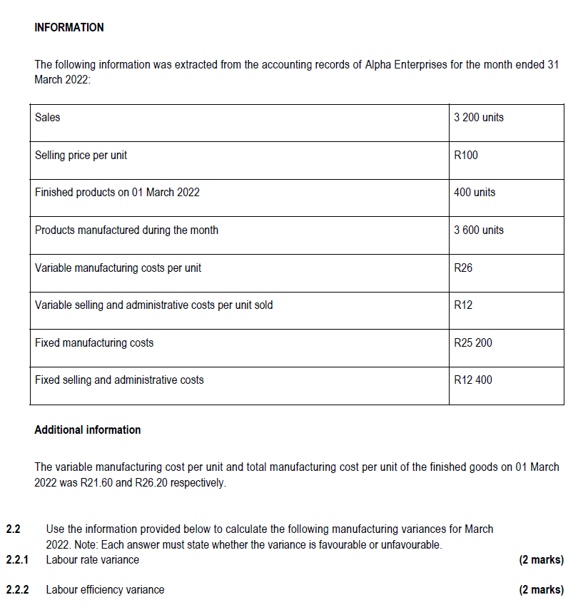 information given below to prepare the Income Statement for March 2022 according