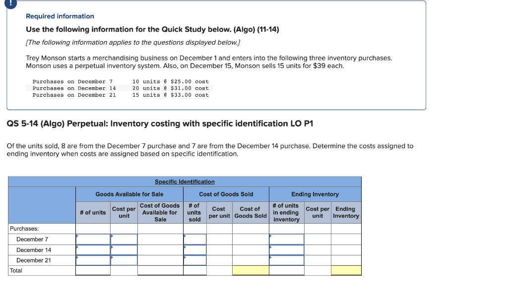 three inventory purchases. Monson uses a perpetual inventory system. Also, on December