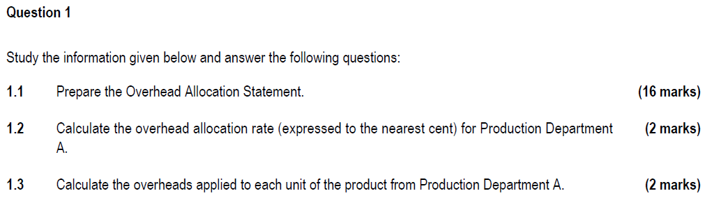 Question 1 Study the information given below and answer the following questions: