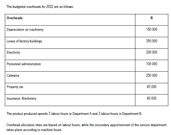 allocation rate (expressed to the nearest cent) for Production Department (2 marks)