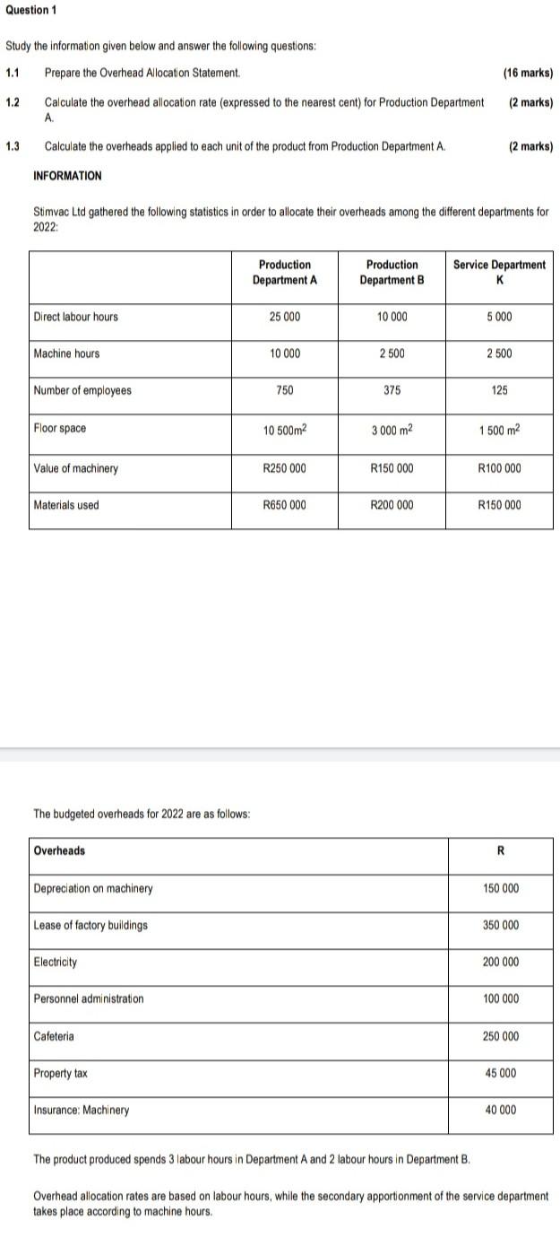 Question 1 Study the information given below and answer the following questions: