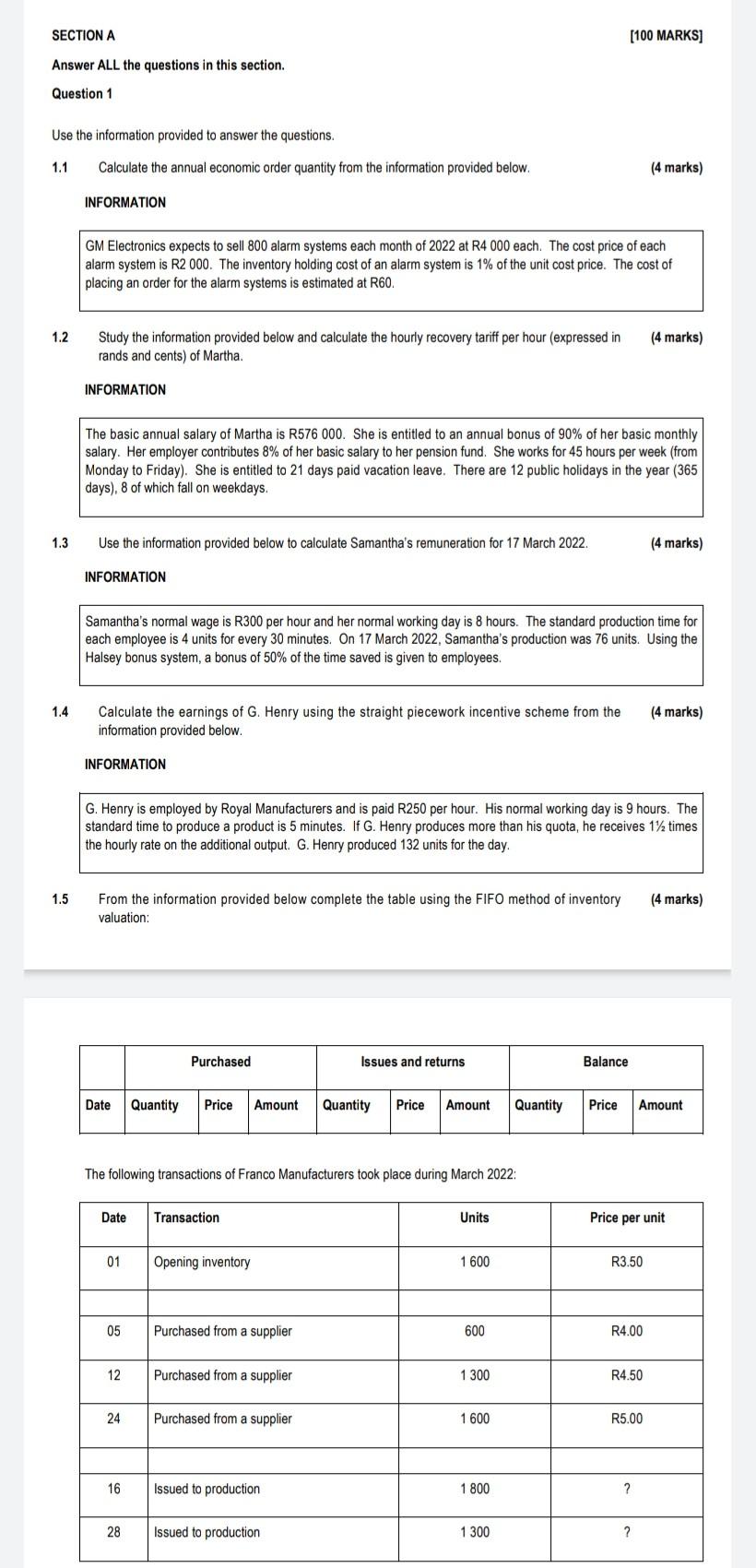 SECTION A Answer ALL the questions in this section. Question 1 Use