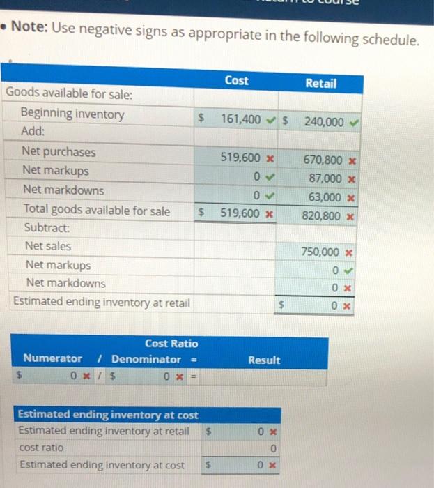 the conventional retail inventory method. It discloses the following data for the