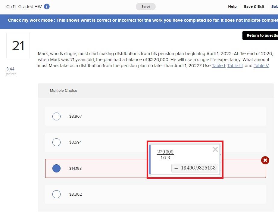 Ch.11- Graded HW i Saved Help Save & Exit Sub Check my