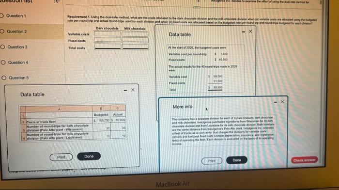 Question 1 Question 2 Requirement 1. Using the dual-rate me per round-trip