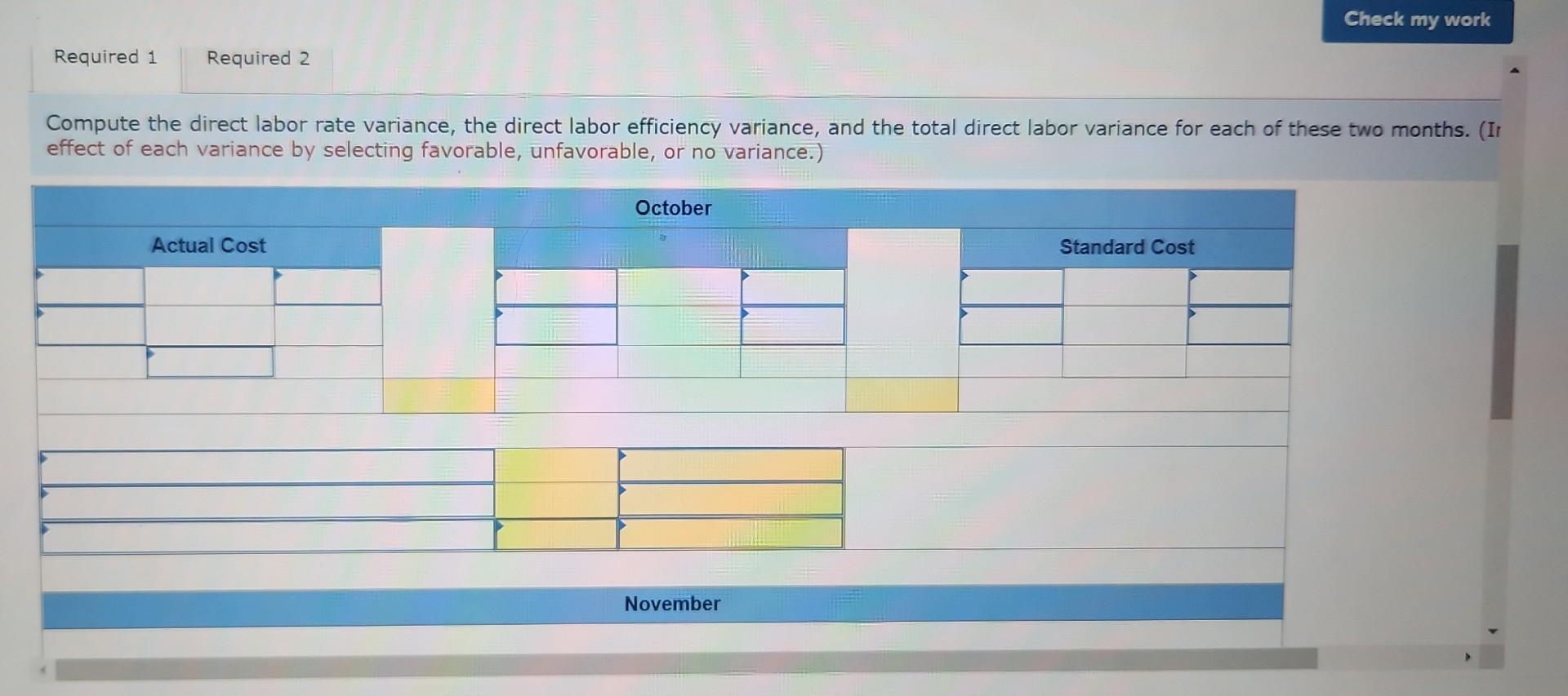 Company set standards of 3 hours of direct labor per unit at