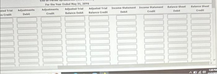 year c. Store supplies on hand on May 31 d. Depreciation for