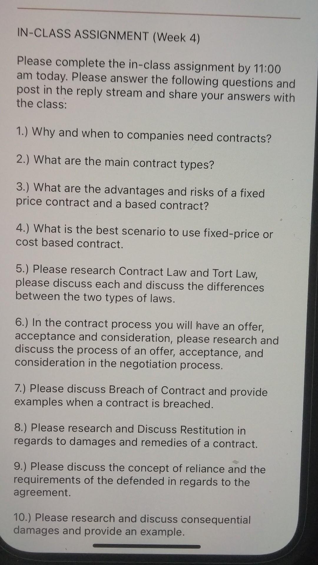 IN-CLASS ASSIGNMENT (Week 4) Please complete the in-class assignment by 11:00 am
