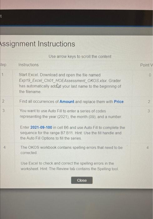 Assignment Instructions Use arrow keys to scroll the content Step 1 2