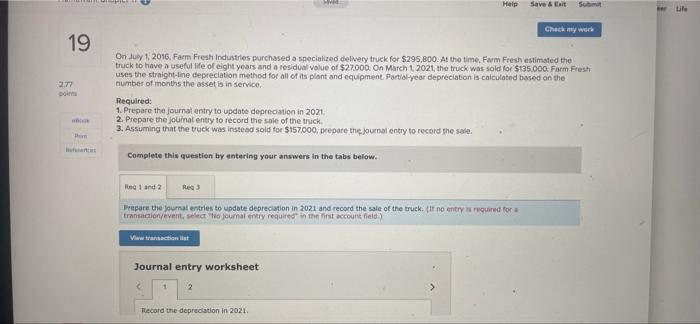 19 Help Save & Exit Submit Life Check my work 277 point
