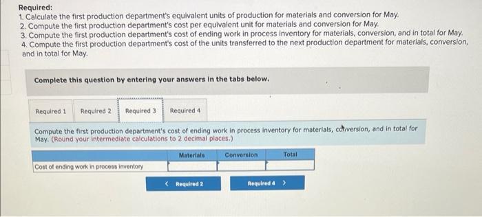 production department is added at the beginning of processing in that department.