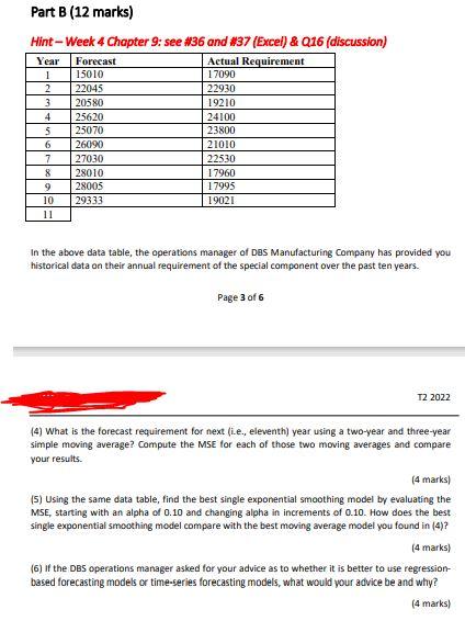Part B (12 marks) Hint-Week 4 Chapter 9: see #36 and #37
