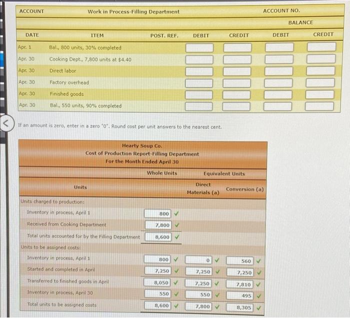 Hearty Soup Co. uses a process cost system to record the costs