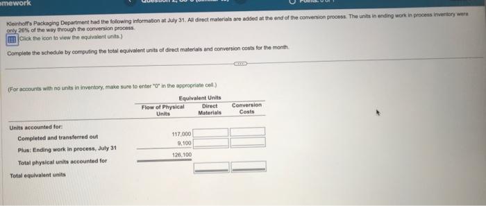 and transferred out 5 Plus: Ending work in process, July 31 16