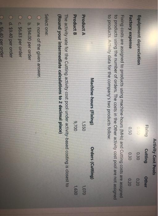 Cutting, and Other. In the first stage allocations, costs in the two