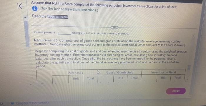 the quantity and total cost of merchandise Inventory purchased, sold, and on
