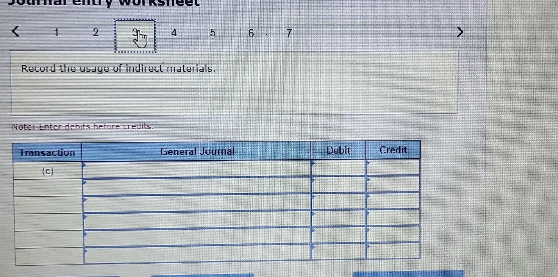 (g) overhead applied. View transaction list Journal entry worksheet 1 2 3