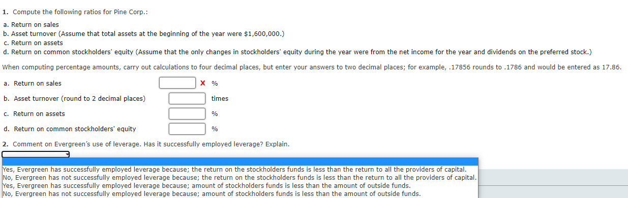 financial statements of Pine Corp.: Sales revenue Cost of goods sold Gross