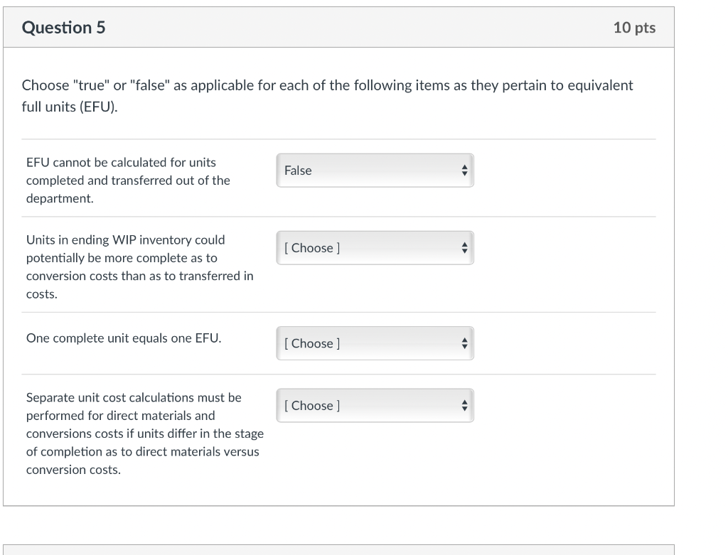 production department should be treated as indirect manufacturing costs. False The unit