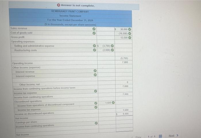 is correct or incorrect for the work you have completed so far.