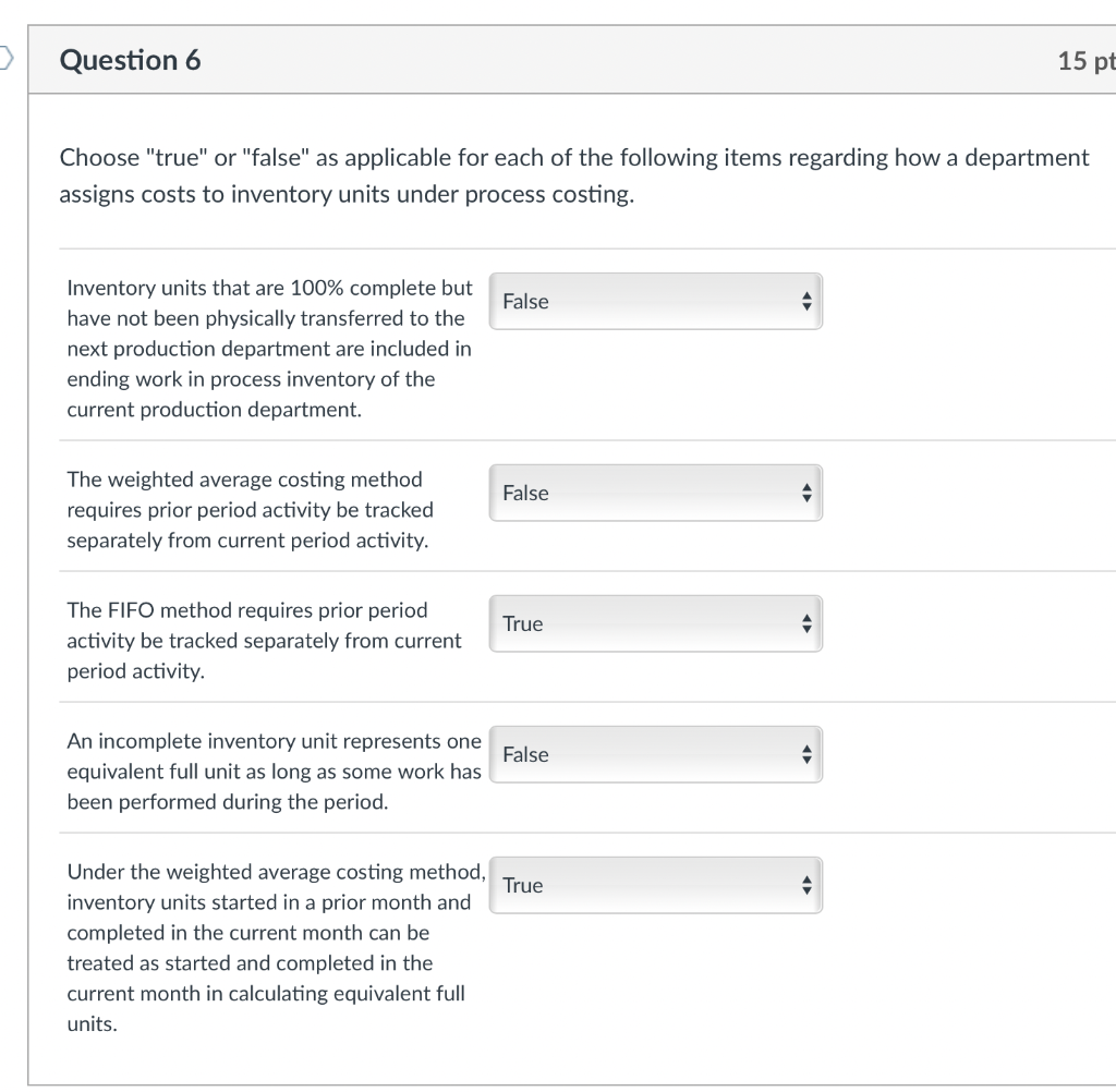 cost of a production department False always represents the cost of the