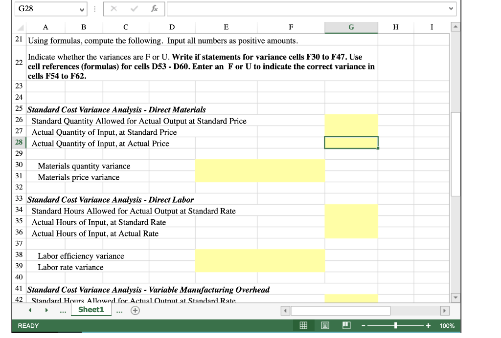 Controller has asked you to compute the basic variances and the impact