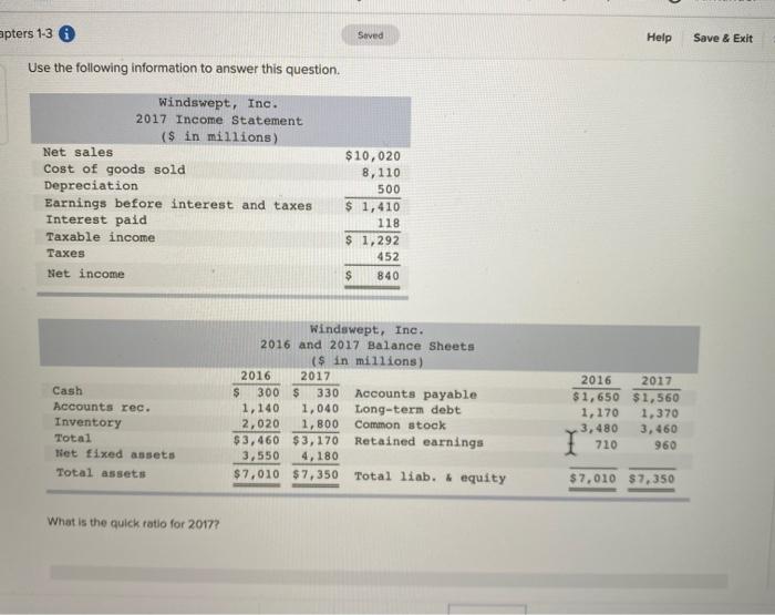 apters 1-3 Use the following information to answer this question. Windswept, Inc.