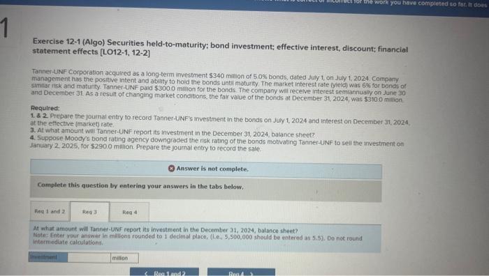 for the work you have completed so far. It does not indicate