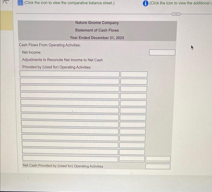(Click the icon to view the comparative balance sheet.) (Click the icon