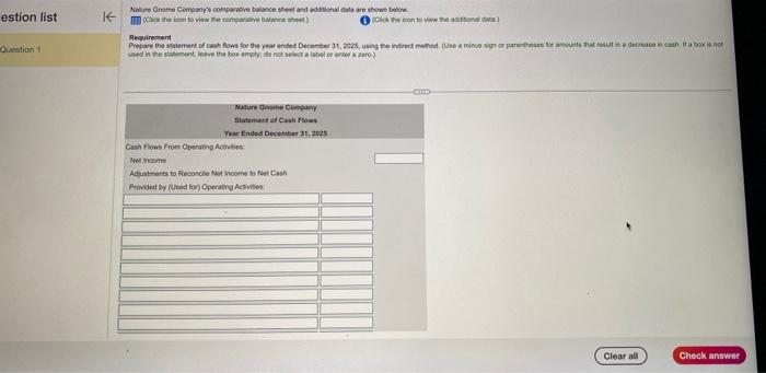 to view the additional o Nature Gnome Company Statement of Cash Flows