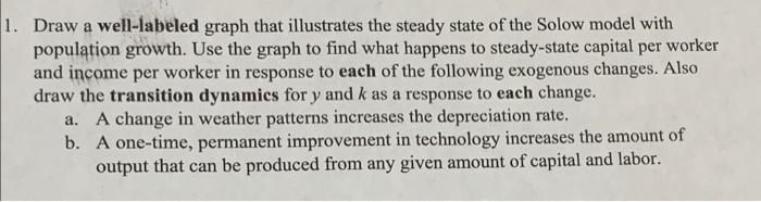 1. Draw a well-labeled graph that illustrates the steady state of the