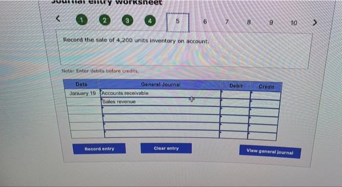Enter debits before credits. Date January 16 Accounts payable Inventory General Journal