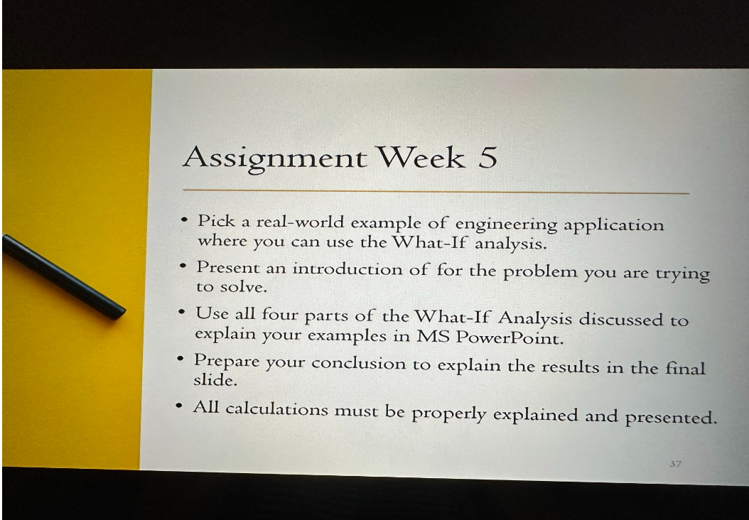 Assignment Week 5 Pick a real-world example of engineering application where you