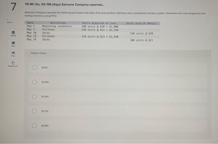 A company's inventory records indicate the following... A company's inventory records indicate