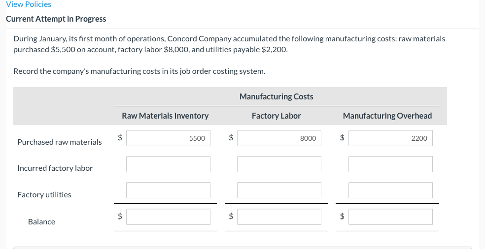 View Policies Current Attempt in Progress During January, its first month of