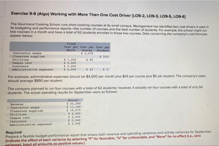 Exercise 9-6 (Algo) Working with More Than One Cost Driver [LO9-2, LO9-3,