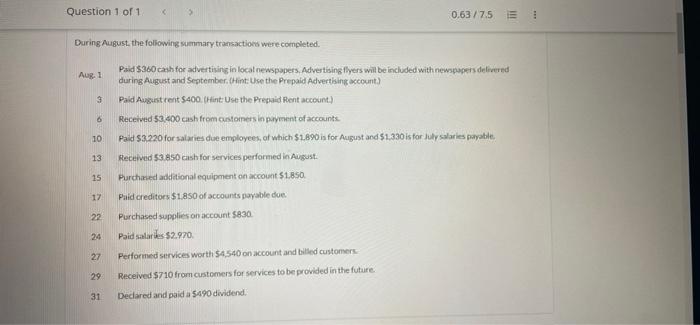 its current fiscal year, the following opening account balances, ted in alphabetical