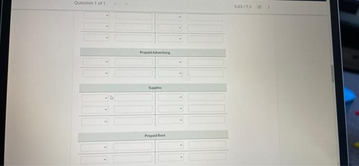 Retained earning 5.702 Salaries payable 1.330 Supplies 1,080 During August, the following