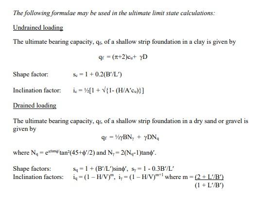to the base of a column. The ground conditions at the site